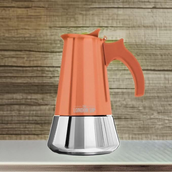 London Sip Stainless Steel Stovetop Espresso Maker Moka Pot Italian Coffee Percolator, Copper, Large (16.9 oz)