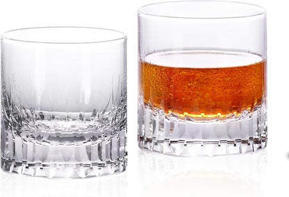 KAMMAK Series Whiskey Glasses, 7.7 oz (220 ml) Old Fashioned Tumbler, Thick Base Crystal Glass with Delicate Rim & Seamless Design for Scotch, Bourbon, Cocktails, Lead-Free Barware
