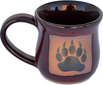 ALWAYS AZUL POTTERY Bear Claw 14 Oz. Mug in Real Red Glaze - Handmade Ceramic Coffee Mug - Stylish and Unique Handcrafted Artistic Drinkware - Polished Clay Cups, Great for Coffee, Tea, & Art Lovers