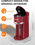 Load image into Gallery viewer, Single Serve Coffee Maker for K-Cup and Ground Coffee, Fast Brew, 6-12 oz Brew Sizes One Cup Coffee Machine Fits 5.5" Mugs, One-Button Small Coffee Maker with Descaling Reminder, Red
