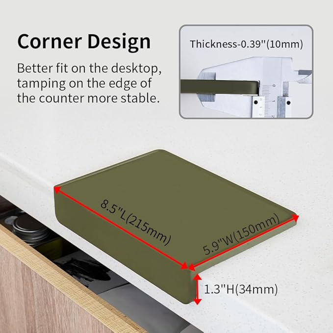 watchget Espresso Tamping Mat, Coffee Tamper Mat, Olive Silicone Food Grade Pad, 8Inch X 6Inch Coffee Tamp Station, Espresso Accessory, Dustproof Waterproof and Heat Resistant