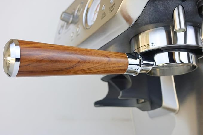 54mm Bottomless Portafilter 3 Ears Red Rosewood Handle Set – Fits 54mm Breville machines – Includes 18g Filter Basket, Updated Tamper with Constant 30lb Calibrated Spring Loaded & 1.7mm Puck Screen