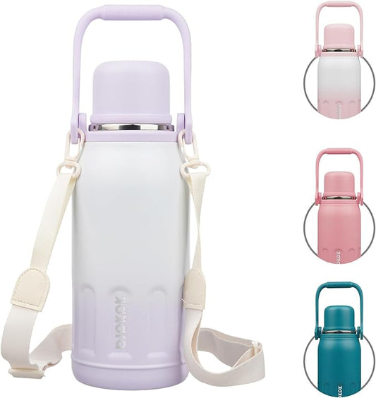 BJPKPK Insulated Water Bottle 40oz Stainless Steel Water Bottles with Handle and Lid Dishwasher Safe Metal Thermal Flask for Sports,Purple Pearl