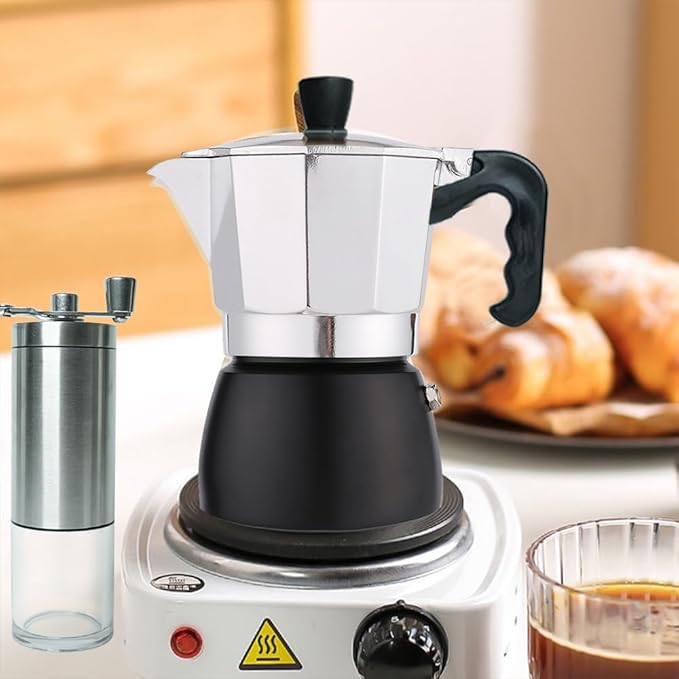 DS&DV Moka Pot Kits,Glass Bean Jar,Spoon Clamp,Powder Distributor,Hand-Operated Bean Mill,Filter Paper,Coffee Maker for Traveling (Moka Pot Set)