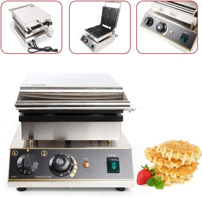 4pcs Round Dual heating pans Waffle Pancake Maker,Non-stick Pancake Baker Machin,110v Stainless Steel Waffle Pancake Maker for Home Kitchen with Adjustable Thermostats Timers 122-572°F