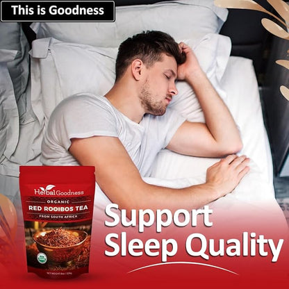 Organic Rooibos Tea - Caffeine-Free Tea Rich in Antioxidants, Herbal Tea Bags, USDA Organic, Non-GMO, Premium Red Rooibos Tea from South Africa - 8oz Pouch by Herbal Goodness