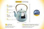 Load image into Gallery viewer, Tea Kettle, TOPTIER Japanese Cast Iron Tea Kettle with Infuser for Loose Leaf and Tea Bags, Stovetop Safe Cast Iron Teapot Coated with Enameled Interior for 40 oz (1200 ml), Turquoise Blue