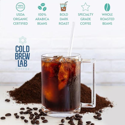 Cold Brew Organic Coffee Beans, Colombian Supremo, Dark Roast, 1 LB, Whole Bean Coffee for Cold Brewing