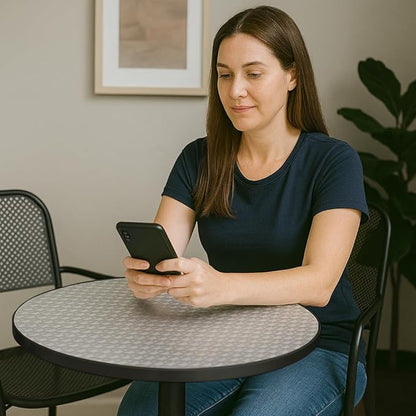 Magshion 23.5'' Round Bar Table, Adjustable Range 27.5"-36" Wood Pub Table with Black Leg and Base for Living Room Dining Room Bar Cocktail Table (Silver)