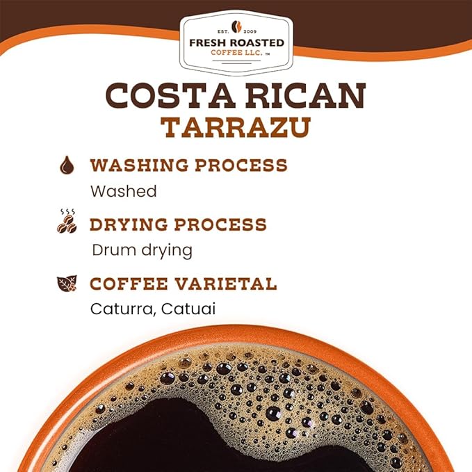 Fresh Roasted Coffee, Costa Rica Tarrazu, 12 oz, Medium Roast, Kosher, Ground