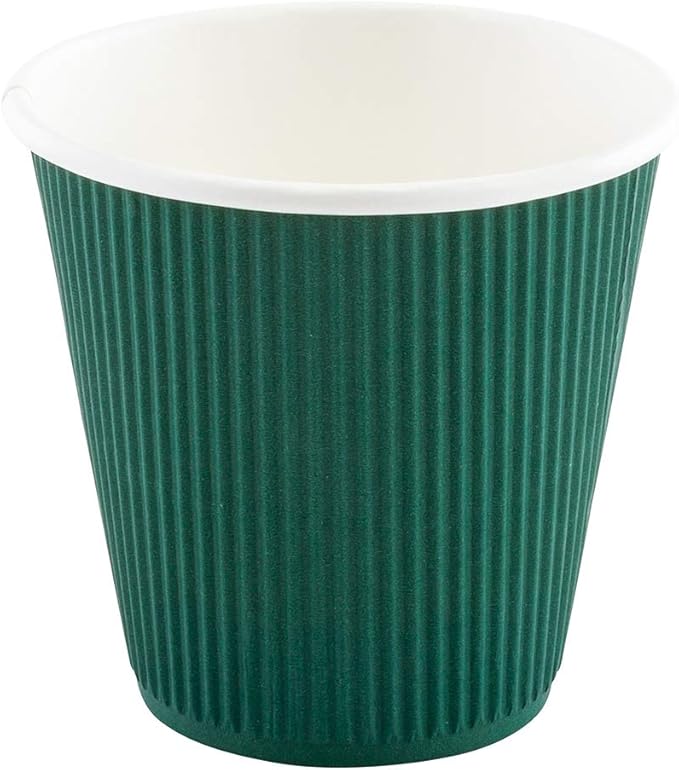 Restaurantware 8 Ounce Double Wall Disposable Coffee Cups, 500 Insulated Forest Green Paper Tumblers with Ripple Wall Design, Lids Sold Separately for Hot Drinks like Tea, Hot Chocolate and More