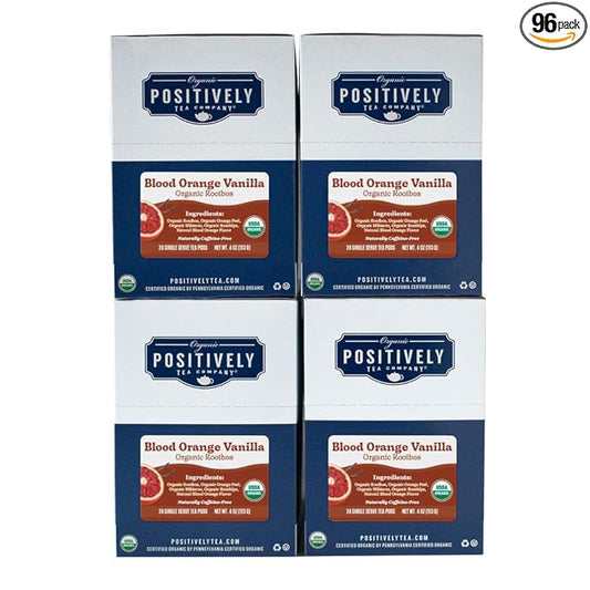 Organic Positively Tea Company, Blood Orange Vanilla Rooibos Tea, K-Cup Compatible, 96 Pods