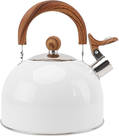 Cabilock 1pc White Whistle Kettle Home Kitchen Water Boiling Teakettle with Handle for Gas and Induction Cookers Reliable and Water Kettle for Everyday Use