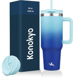 Load image into Gallery viewer, 40 oz Tumbler with Handle and 2 Straws,2 in 1 Lid Insulated Water Bottle Stainless Steel Travel Coffee Mug,Sky