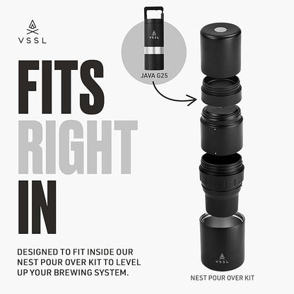 Java G25 Coffee Manual Coffee Grinder, Up To 25 Gram Capacity, Stainless Steel Conical Burr, Black