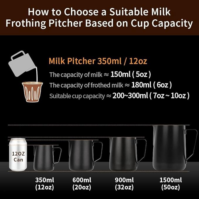 watchget Stainless Steel Milk Frothing Pitcher 12oz/350ml - Espresso Steaming Pitcher for Cappuccino, Latte Art, Coffee Machine Accessories Milk Jug Coffee Frother Cup, Pink