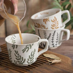 Load image into Gallery viewer, Ceramic Mug 1pcs, 11oz - Vintage Coffee Mug, Pottery Cups for Milk, Latte, Cappuccino, Tea - Porcelain Dishwasher, Microwave Safe Stoneware Green Leaf