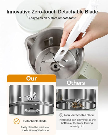 MOKKOM Nut Milk Maker, 42oz Automatic Almond Milk Machine for Homemade Plant-Based Milk, Oats, Soy, Dairy Free Beverages, Soy Milk Maker with Delay Start/Keep Warm/Self-Cleaning/Boiling, Green