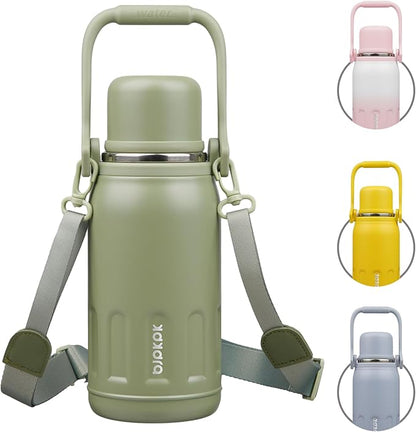 BJPKPK 27oz Insulated Thermal Water Bottle with Lid and Carry Handle BPA Free Stainless Steel Water Bottles for School,Army Green
