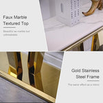 Load image into Gallery viewer, 4-Piece Coffee Table Set, White and Gold Living Room Tables with 4 Geometric Bases, 1 Coffee Table + 2 End Table + 1 Console Table for Home Office