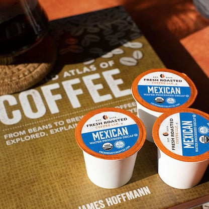 Fresh Roasted Coffee, Organic Mexican Water-Processed Decaf | USDA Organic, 100% Single Origin, Kosher | Medium Roast 72 Pods for K Cup Brewers