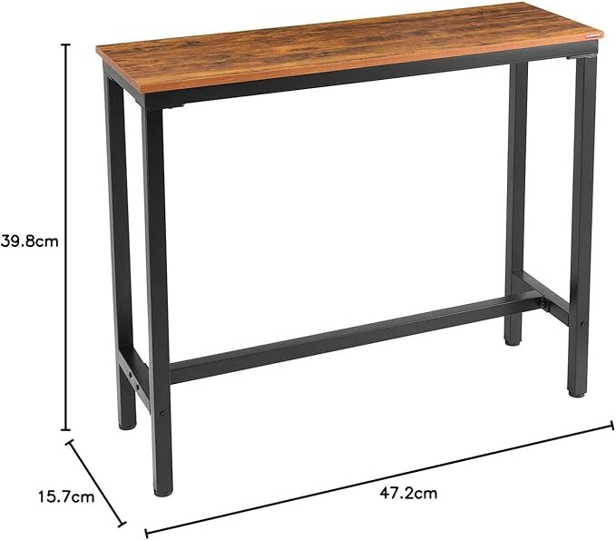 Mr IRONSTONE Bar Table, 47" Pub High Top Table Rectangular Bar Height Table Sofa Console/Dining Coffee Table, for Narrow Space, Living Room, Vintage