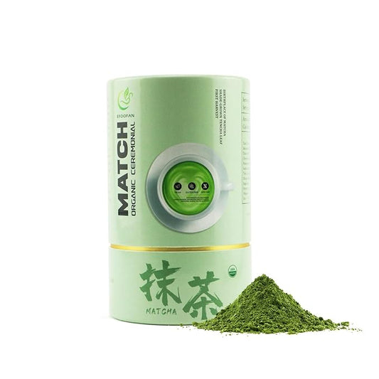 EFOOFAN Ceremonial Grade Matcha Green Tea Powder- (113g/4oz) - USDA/JAS/EC Certified Organic Matcha Lette, Pure Natural and Unsweetened, Chinese Premium Macha
