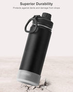 Load image into Gallery viewer, Koodee Insulated Water Bottle, 22 oz Stainless Steel Double Wall Vacuum Wide Mouth Sport Bottle with Leakproof Spout Lid (Black)