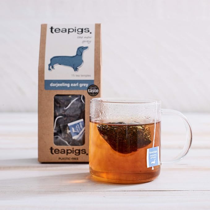 teapigs Darjeeling Earl Grey Tea Bags, 15 Count x 6 Boxes, Citrus Bergamot & Lime, Biodegradable Black Tea Bags (Pack of 2)