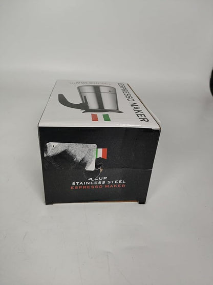 4 Cup Stovetop Espresso Maker Stainless Steel Moka Pot Stove Top Percolator Italian Coffee Makers Capable Mocha Greca Machine Cafe Classic Induction Cookers for Home and Camping 200ml 6.6oz