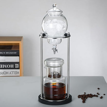 LOYALHEARTDY Ice Cold Brew Dripper Coffee Maker, 600 ml Luxury Iced Coffee Maker Smooth Drip Coffee Maker with Adjustable Rate Dripper Cold Brew Coffee Machine Ice Drip Coffee Maker for Coffee & Tea