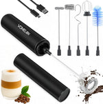 Load image into Gallery viewer, Rechargeable Milk Frother Handheld Electric Frother Wand Milk Foamer Drink Mixer for Coffee, Lattes, Cappuccino, and Egg, Stainless Steel for Travel-Black