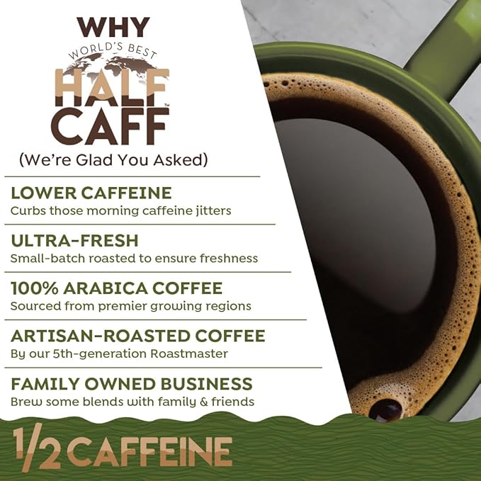 World's Best Half Caff Hazelnut Coffee Pods, 18 ct, Medium Roast Flavored Coffee in Recyclable Single Serve Pods – 100% Arabica Beans, Compatible with Keurig K Cups Maker