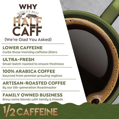 World's Best Half Caff Hazelnut Coffee Pods, 18 ct, Medium Roast Flavored Coffee in Recyclable Single Serve Pods – 100% Arabica Beans, Compatible with Keurig K Cups Maker