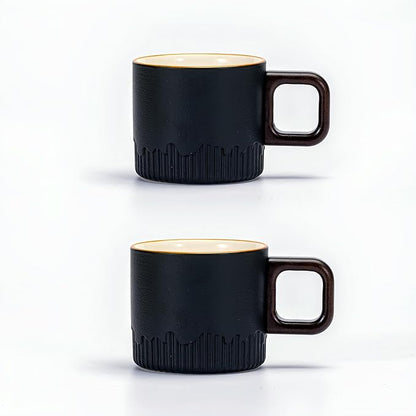 Espresso Cups Set of 2, 2 oz Ceramic Espresso Cups, Demitasse Cups for Tea or Coffee (Black)