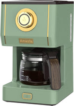 Load image into Gallery viewer, Amaste Drip Coffee Maker, Coffee Machine with 25 Oz Glass Coffee Pot, Retro Style Coffee Maker with Reusable Filter &amp; Three Brewing Modes, 30minute-Warm-Keeping, Matcha Green