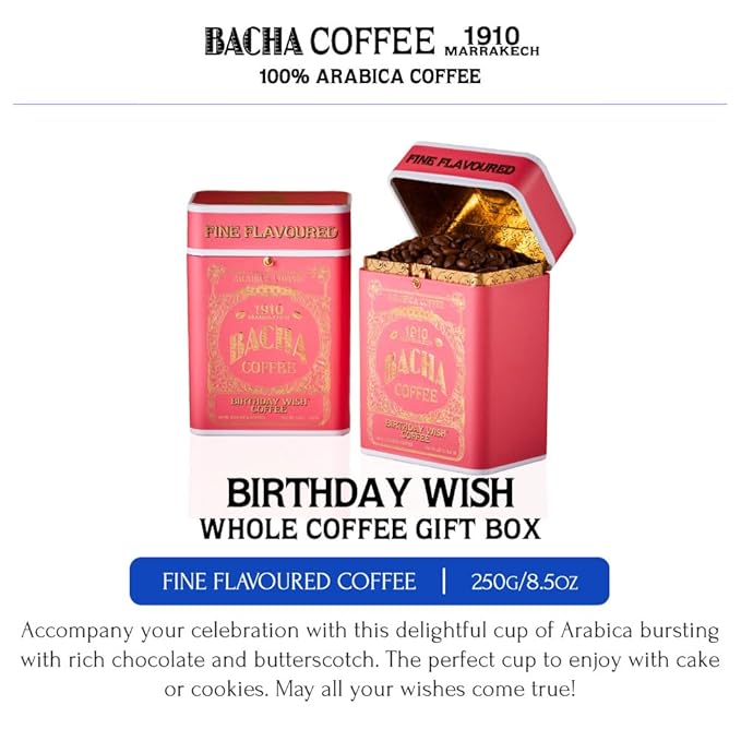Bacha Coffee | Birthday Wish Fine Flavoured Signature Nomad Collection, Medium Roast, 100% Arabica Specialty Coffee, Whole Beans, 250g