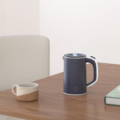 Sekaer Small Electric Tea Kettle Stainless Steel 0.8L Portable Travel Hot Water Boiler, Mini Electric Coffee Kettle with Auto Shut-Off & Boil Dry Protection, Cordless Base & LED Indicator