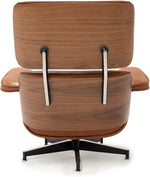 Load image into Gallery viewer, Top Black Grain Leather, Mid Century Chaise Lounge Chair and Ottoman, Modern Chair Classic Design, Heavy Duty Base Support for Living Room Study Lounge Office (Tall, Walnut-Brown)