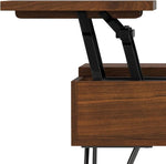 Load image into Gallery viewer, SIMPLIHOME Hunter Lift Top Coffee Table - 32 inch Wide Solid Walnut Veneer and Metal Industrial Square Cocktail Table, Living Room Table with Dual Lift Tops, Hidden Storage and Hairpin Legs