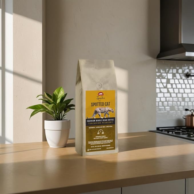 Whole Bean Coffee Spotted Cat Tanzanian Peaberry 3/4 lb 340 grams