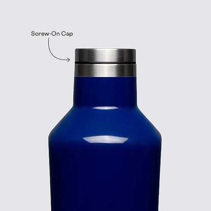 Corkcicle Classic Canteen Insulated Tumbler, Midnight Navy, 16 oz – Reusable Water Bottle Keeps Beverages Cold for 25 Hours & Hot 12 Hours – Cupholder Friendly Tumbler with Screw-On Cap