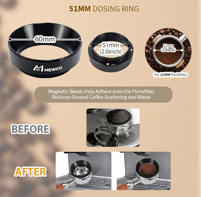 7 Pack Espresso Tamper Station&Coffee Distributor Tamper&Espresso WDT Stirrer&Coffee Tamping&Brush&Coffee Dosing Funnel&Espresso Puck Screen, Multipurpose Tools for Bar Home Office (51 mm)