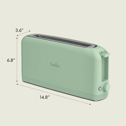 bella 2 Slice Slim Toaster, Fits-anywhere™ Kitchenware, 6 Setting Shade Control with Reheat & Cancel Buttons, Fits Sourdough, 10” Long Slot, Anti Jam & Auto Shutoff, 900 Watt, Seaglass