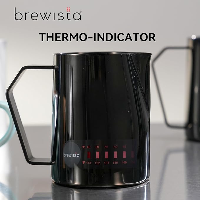 Brewista Precision Milk Frothing Pitcher, Steaming Jug, Coffee, Espresso Machine Accessories for Barista, Latte Art, Cappuccino, Stainless Steel Cup, 24 oz/720 ml, Matte Black