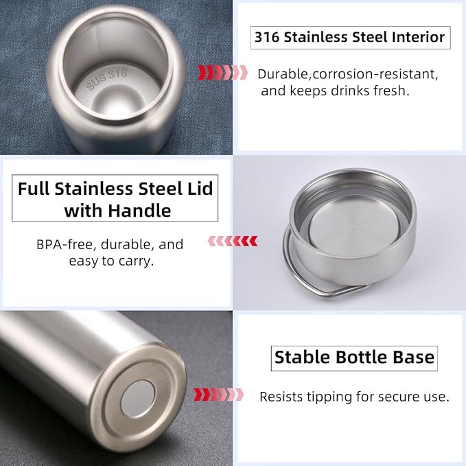 Vacuum Insulated Stainless Steel Water Bottle with Tea Infuser - Wide Mouth,BPA-Free, Leak- Proof,Keeps Cold 24H/ Hot 12H- Ideal for Travel,Office, Gym (17, ounces)