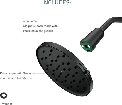 Moen Verso Matte Black Adjustable 9" Diameter Eco-Performance 1.75gpm Spray Head Rainshower, 220R3EPBL