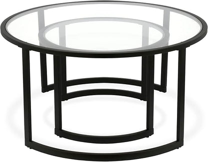 Mitera Round Nested Coffee Table in Blackened Bronze