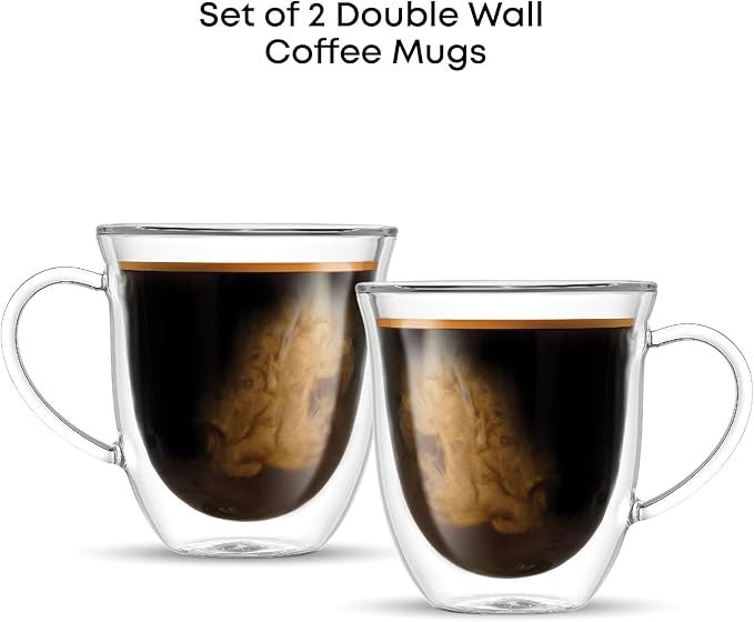 JoyJolt Serene Double Walled Insulated Glasses Coffee Mug (Set of 2) 13.5 Ounces