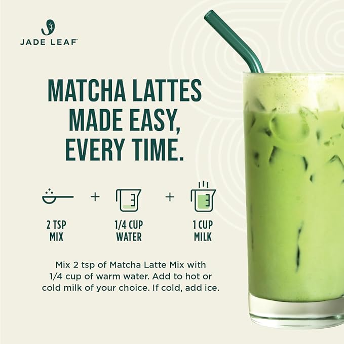 Jade Leaf Organic Matcha Latte Mix - Cafe Style Sweetened Blend - Sweet Matcha Green Tea Powder - 10ct Single Serve Stick Packs